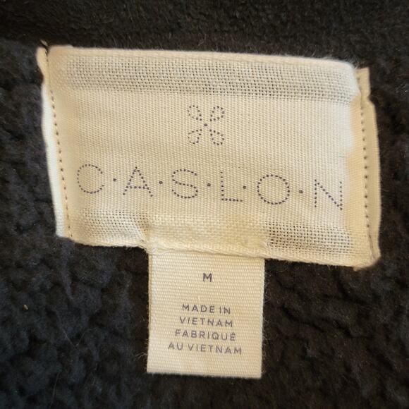 Caslon Black Faux Suede Sherpa Jacket Open Front Cozy Casual Fall Layering M - Picture 9 of 12